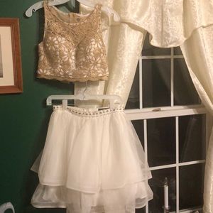 Gold and white homecoming dress